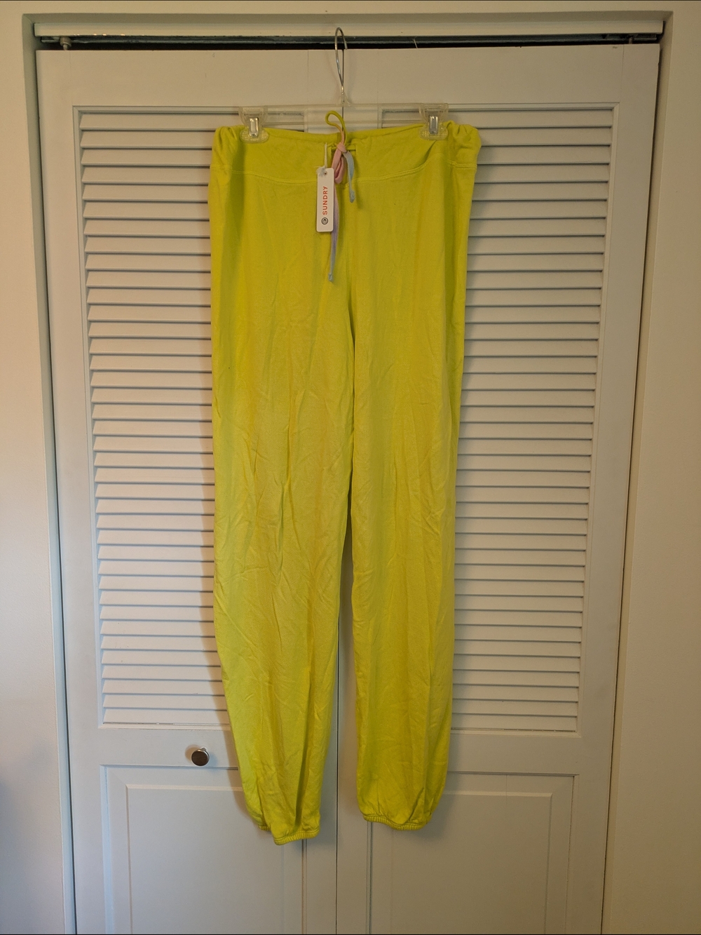 NWT Sundry Bright Neon Yellow Drawstring Lounge Pants